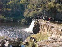 a series of waterfalls splash their way down the Moroka Gorge