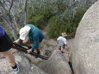 old iron ladders show that travellers have been enjoying Mt Buffalo for many years